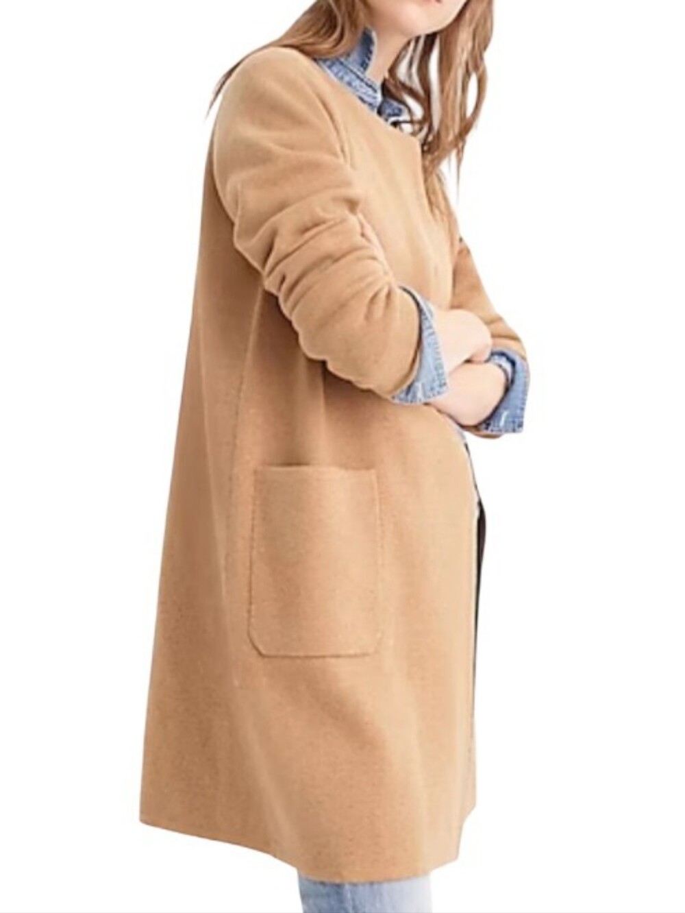 J Crew Juliette Open Front Longline Cardigan Blazer Khaki - Picture 5 of 9